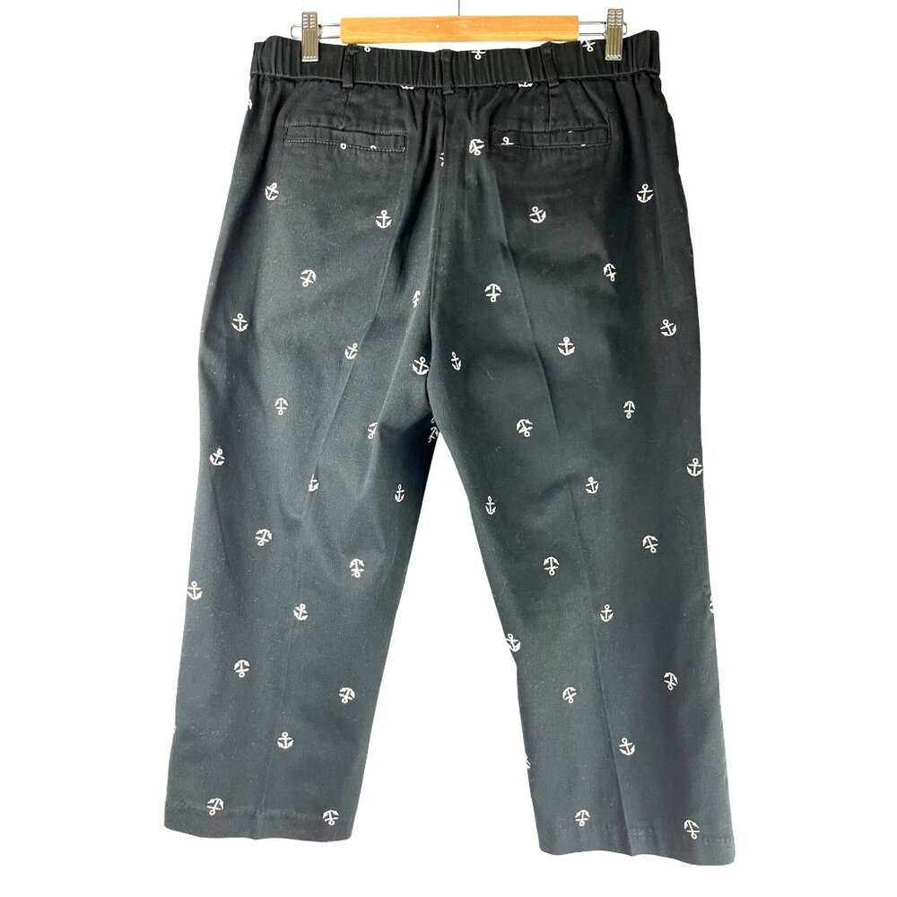 Fisherman, Coastal Grandma Nautical Embroidered Capris Pants, Women's 12 - Picture 2 of 10